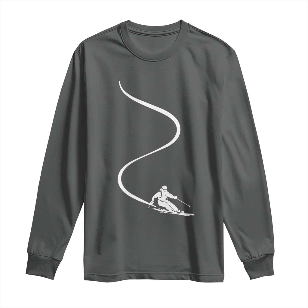 Skiing Long Sleeve Shirt Skier With Tracks In Deep Powder Snow Freeride Gift