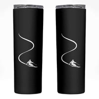 Skiing Skinny Tumbler Skier With Tracks In Deep Powder Snow Freeride Gift