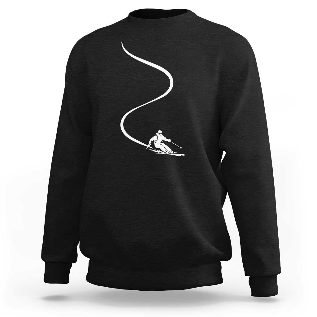 Skiing Sweatshirt Skier With Tracks In Deep Powder Snow Freeride Gift - Wonder Print Shop
