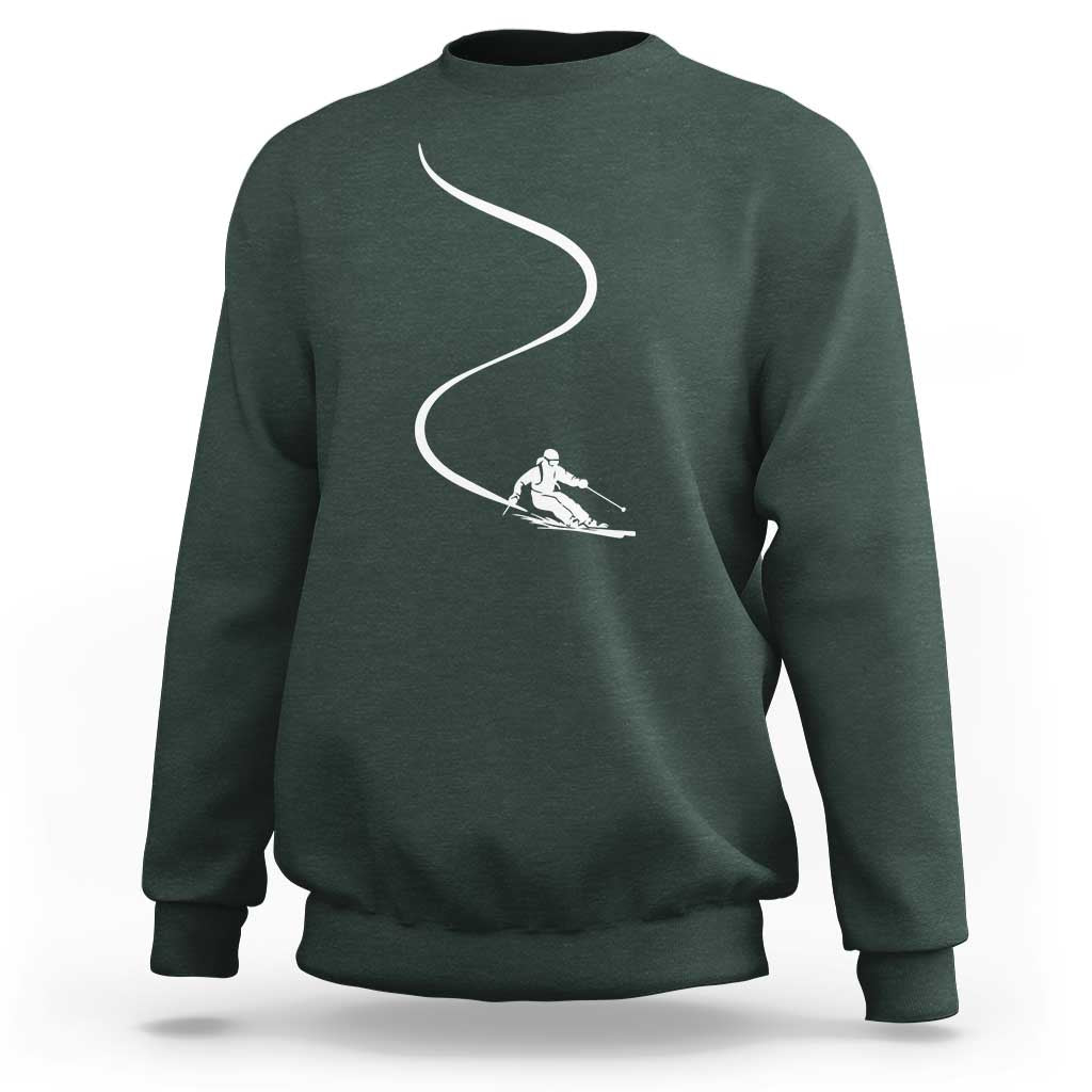 Skiing Sweatshirt Skier With Tracks In Deep Powder Snow Freeride Gift - Wonder Print Shop