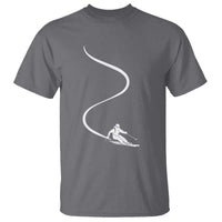 Skiing T Shirt Skier With Tracks In Deep Powder Snow Freeride Gift - Wonder Print Shop