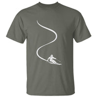 Skiing T Shirt Skier With Tracks In Deep Powder Snow Freeride Gift - Wonder Print Shop