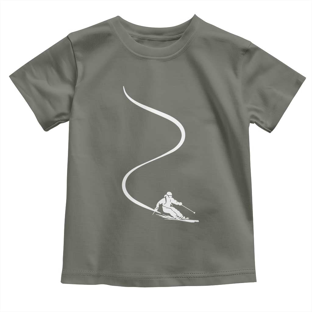 Skiing Toddler T Shirt Skier With Tracks In Deep Powder Snow Freeride Gift