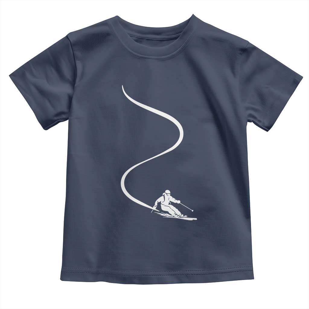 Skiing Toddler T Shirt Skier With Tracks In Deep Powder Snow Freeride Gift
