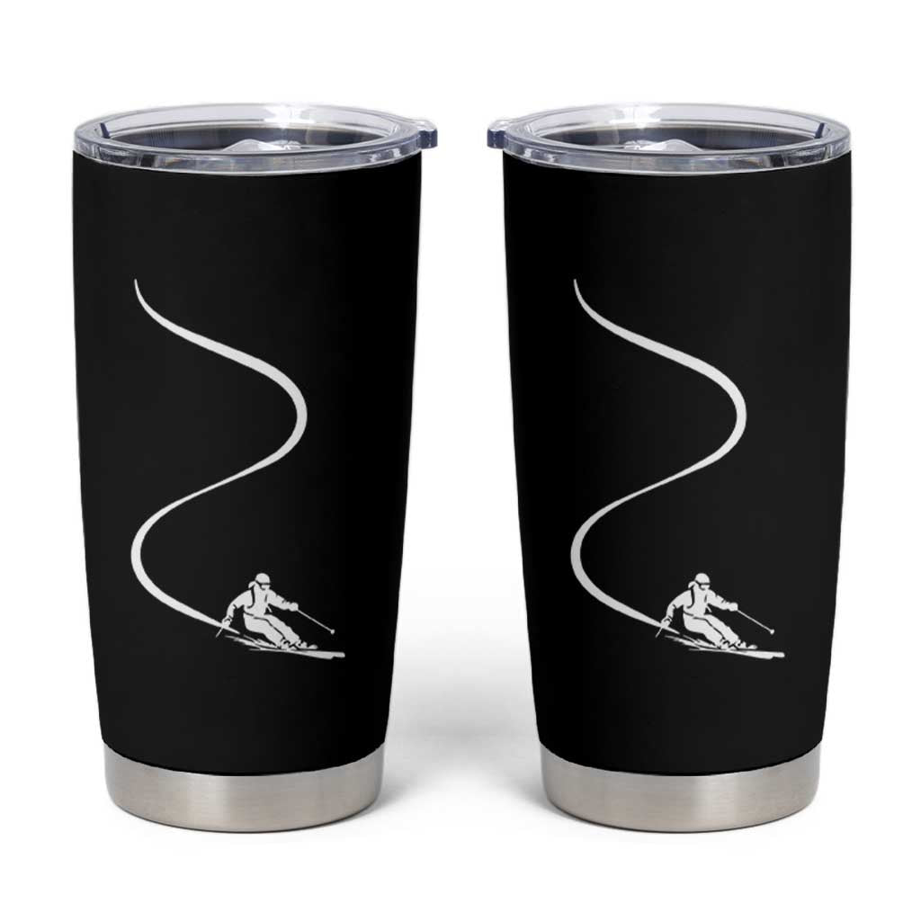 Skiing Tumbler Cup Skier With Tracks In Deep Powder Snow Freeride Gift