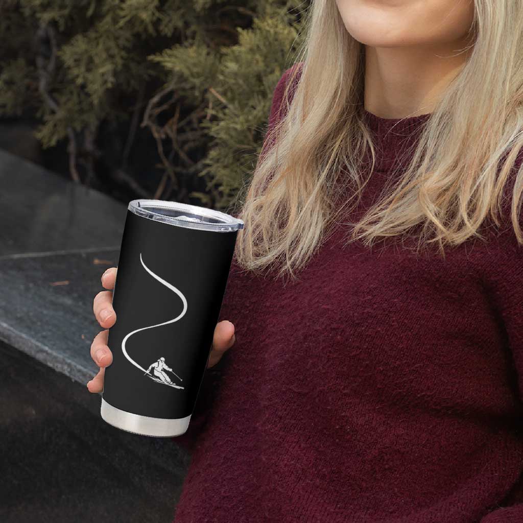 Skiing Tumbler Cup Skier With Tracks In Deep Powder Snow Freeride Gift