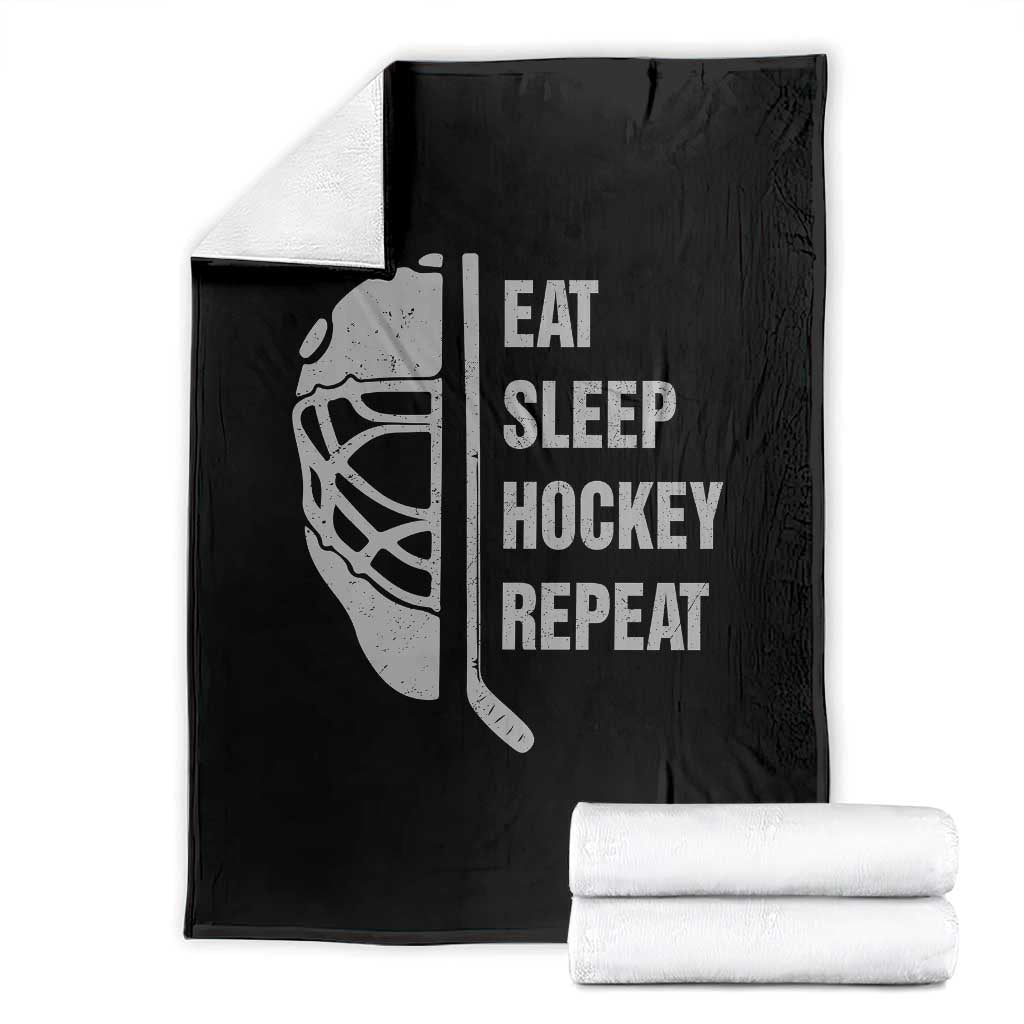 Ice Hockey Player Throw Blanket Funny Eat Sleep Hockey Repeat Sport Fan - Wonder Print Shop