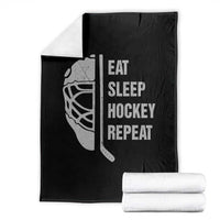 Ice Hockey Player Throw Blanket Funny Eat Sleep Hockey Repeat Sport Fan - Wonder Print Shop