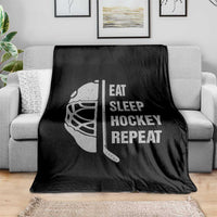 Ice Hockey Player Throw Blanket Funny Eat Sleep Hockey Repeat Sport Fan - Wonder Print Shop