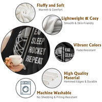 Ice Hockey Player Throw Blanket Funny Eat Sleep Hockey Repeat Sport Fan - Wonder Print Shop