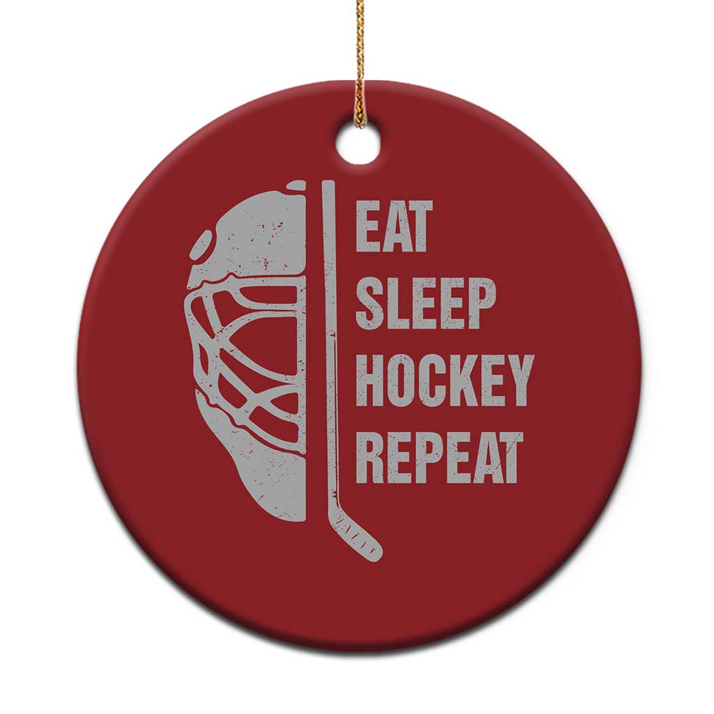 Ice Hockey Player Christmas Ornament Funny Eat Sleep Hockey Repeat Sport Fan - Wonder Print Shop