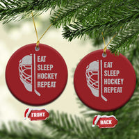Ice Hockey Player Christmas Ornament Funny Eat Sleep Hockey Repeat Sport Fan - Wonder Print Shop
