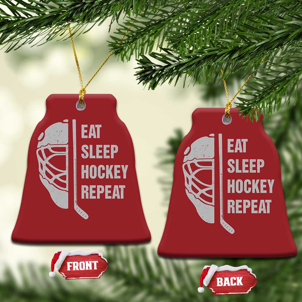 Ice Hockey Player Christmas Ornament Funny Eat Sleep Hockey Repeat Sport Fan - Wonder Print Shop