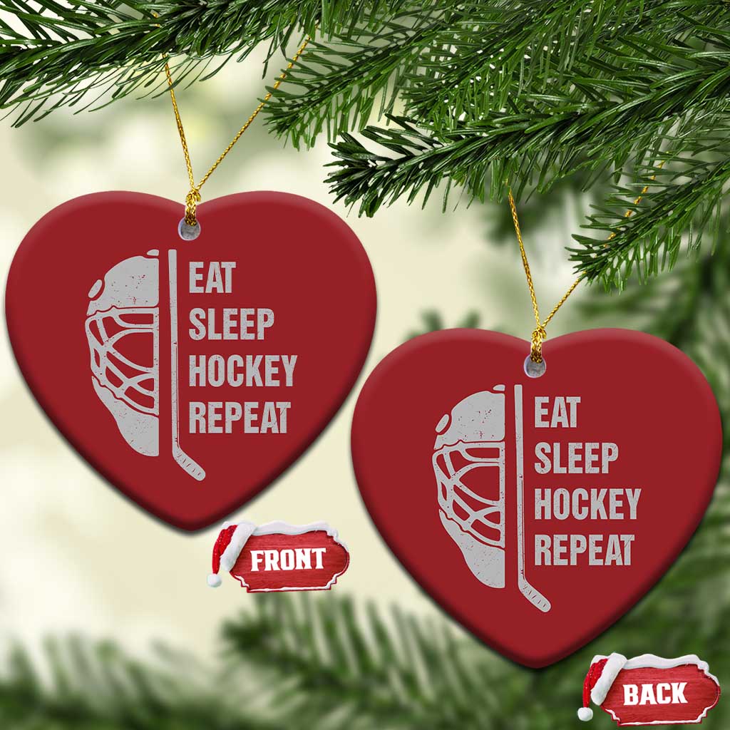 Ice Hockey Player Christmas Ornament Funny Eat Sleep Hockey Repeat Sport Fan - Wonder Print Shop