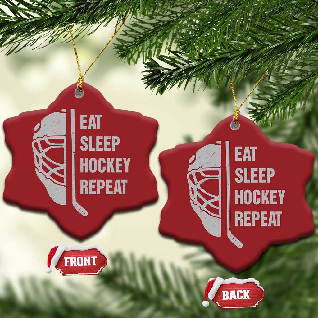Ice Hockey Player Christmas Ornament Funny Eat Sleep Hockey Repeat Sport Fan - Wonder Print Shop