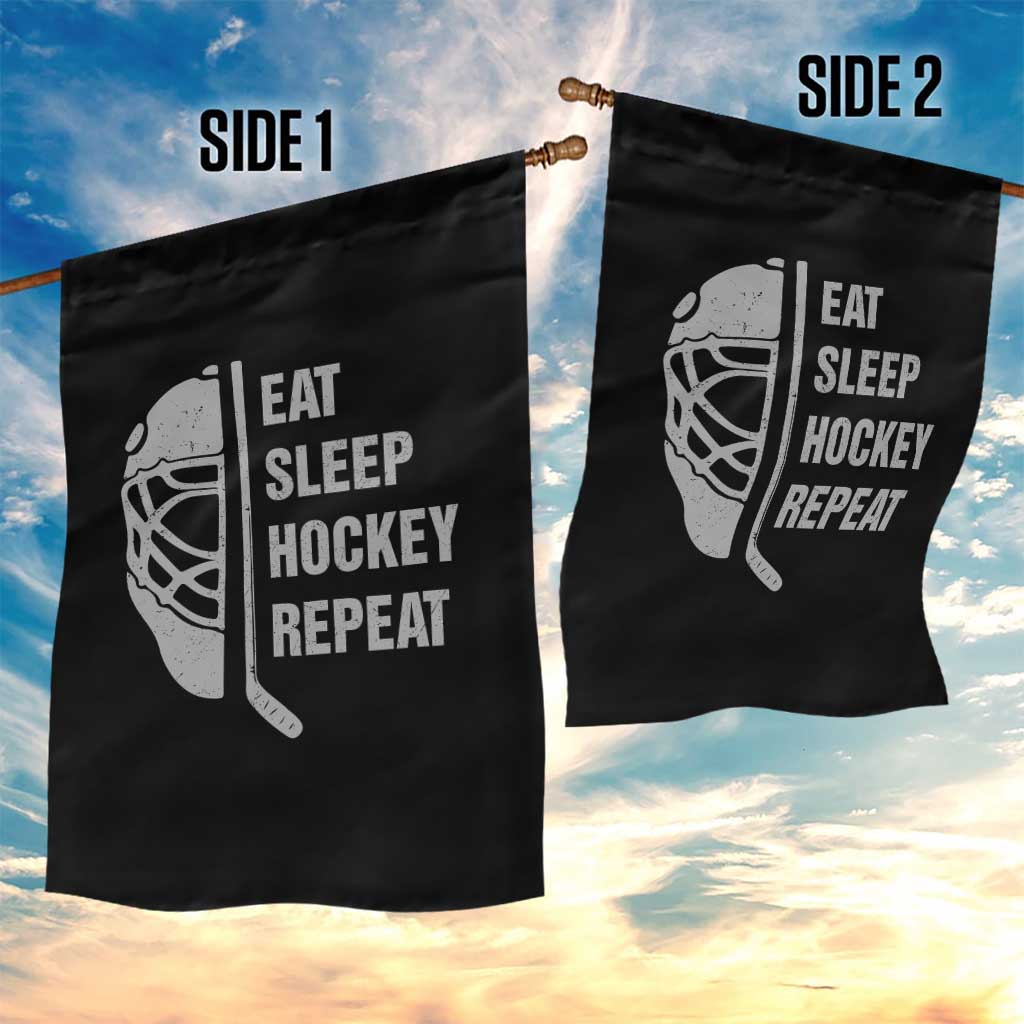 Ice Hockey Player Garden Flag Funny Eat Sleep Hockey Repeat Sport Fan - Wonder Print Shop