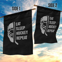 Ice Hockey Player Garden Flag Funny Eat Sleep Hockey Repeat Sport Fan - Wonder Print Shop