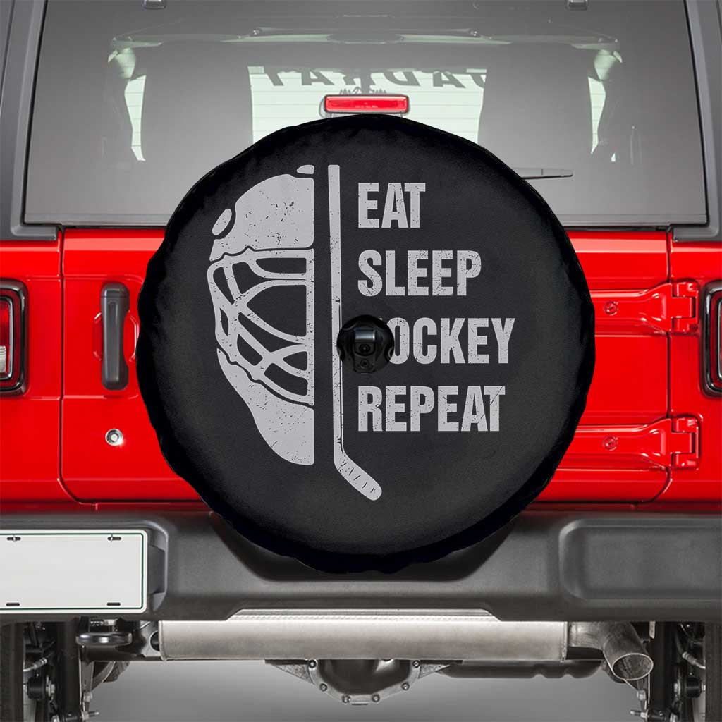 Ice Hockey Player Spare Tire Cover Funny Eat Sleep Hockey Repeat Sport Fan - Wonder Print Shop