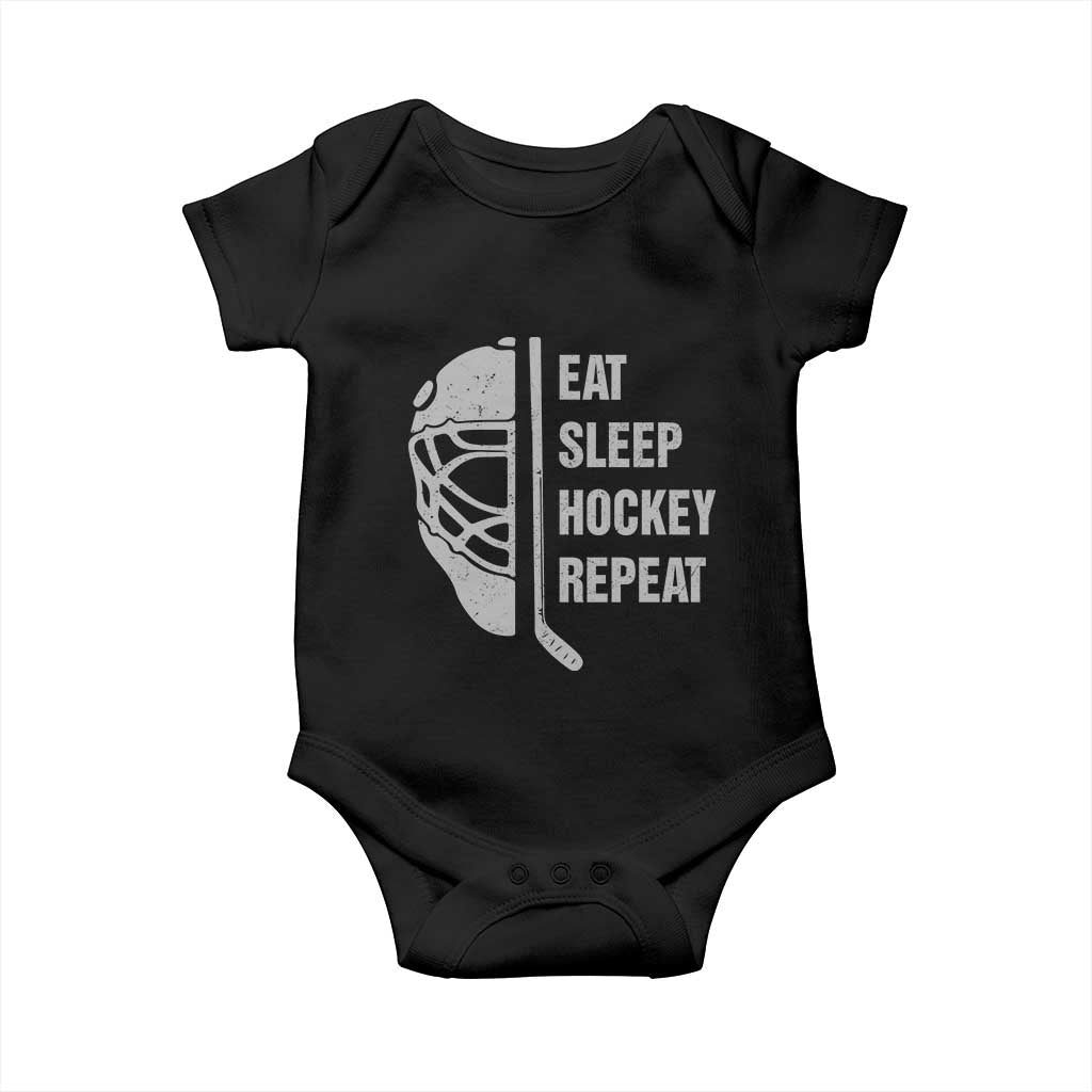 Ice Hockey Player Baby Onesie Funny Eat Sleep Hockey Repeat Sport Fan - Wonder Print Shop