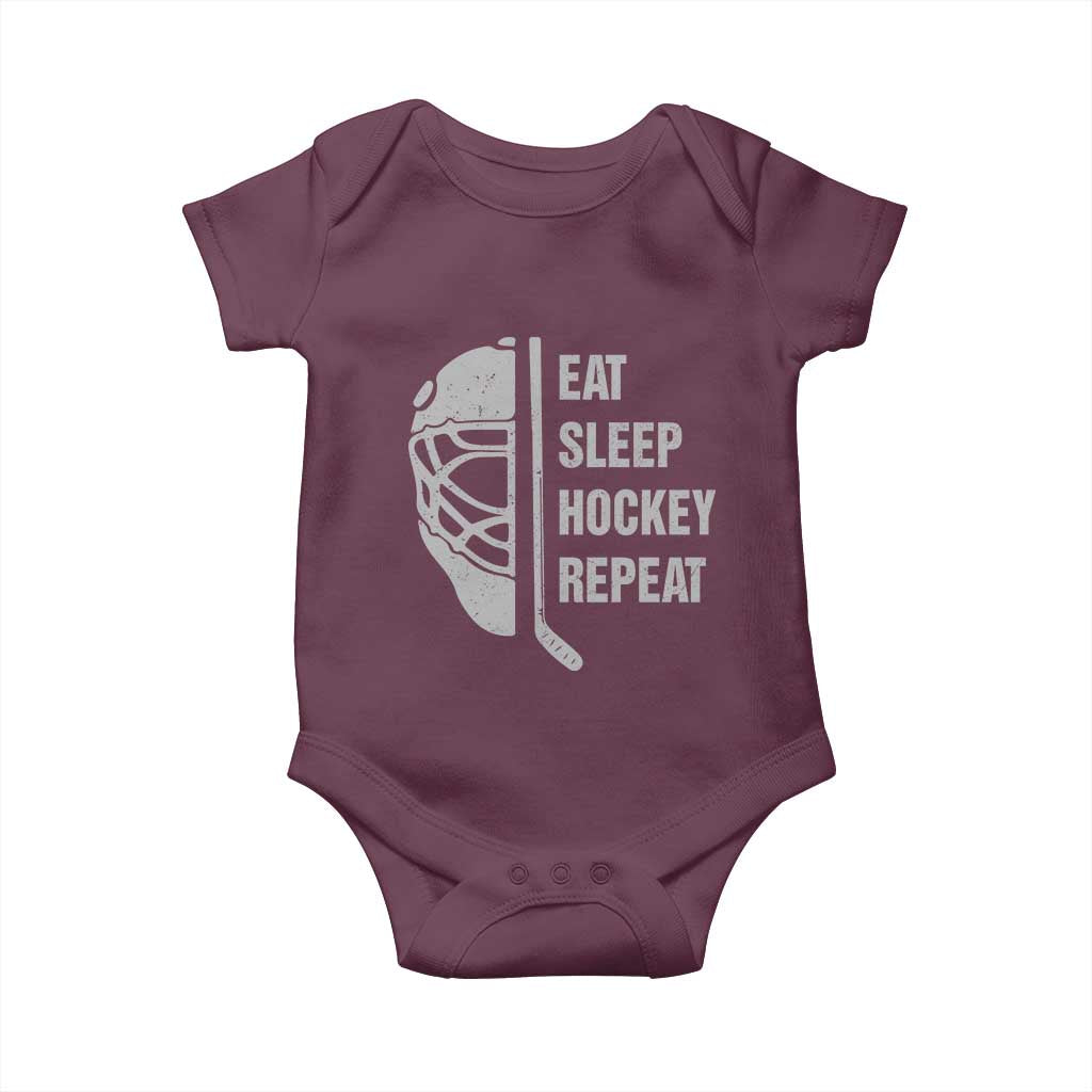 Ice Hockey Player Baby Onesie Funny Eat Sleep Hockey Repeat Sport Fan - Wonder Print Shop