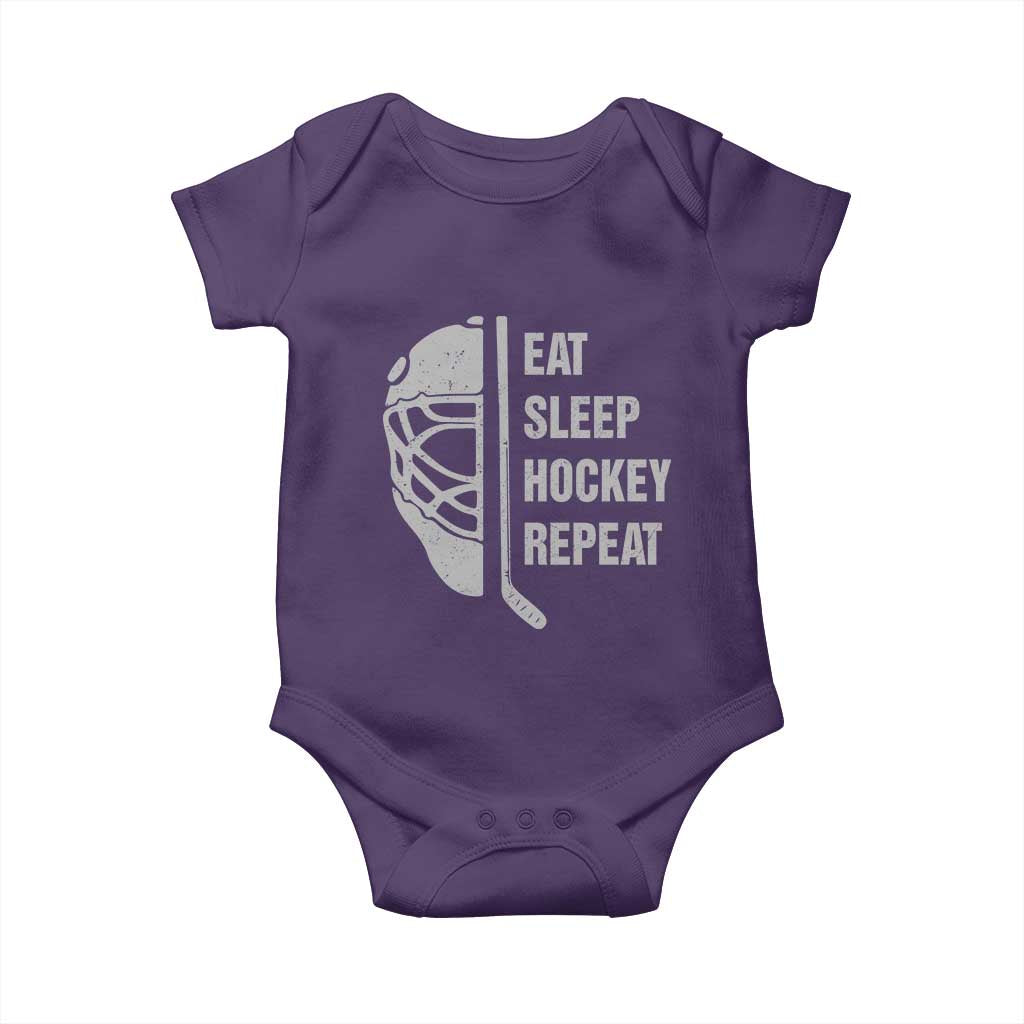 Ice Hockey Player Baby Onesie Funny Eat Sleep Hockey Repeat Sport Fan - Wonder Print Shop