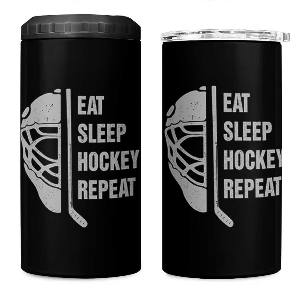 Ice Hockey Player 4 in 1 Can Cooler Tumbler Funny Eat Sleep Hockey Repeat Sport Fan - Wonder Print Shop