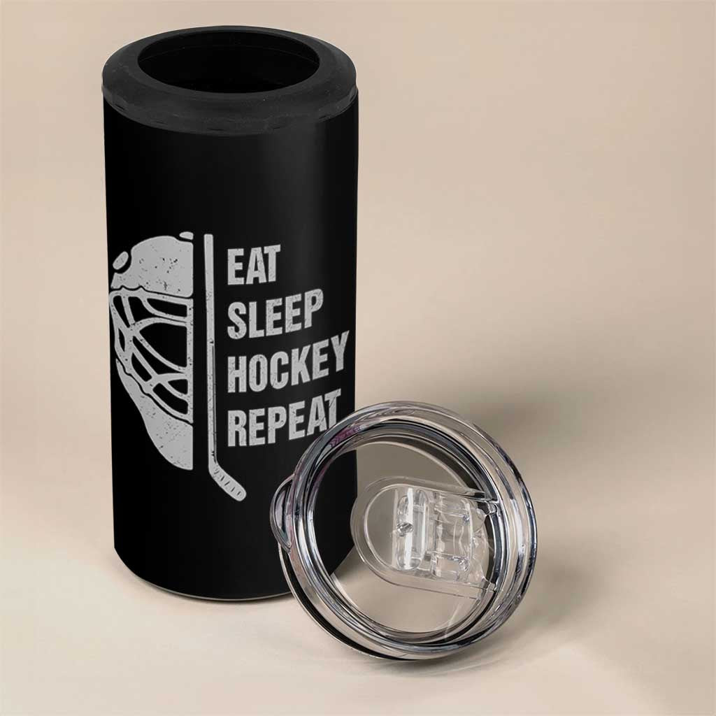Ice Hockey Player 4 in 1 Can Cooler Tumbler Funny Eat Sleep Hockey Repeat Sport Fan - Wonder Print Shop