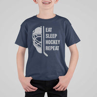 Ice Hockey Player T Shirt For Kid Funny Eat Sleep Hockey Repeat Sport Fan - Wonder Print Shop