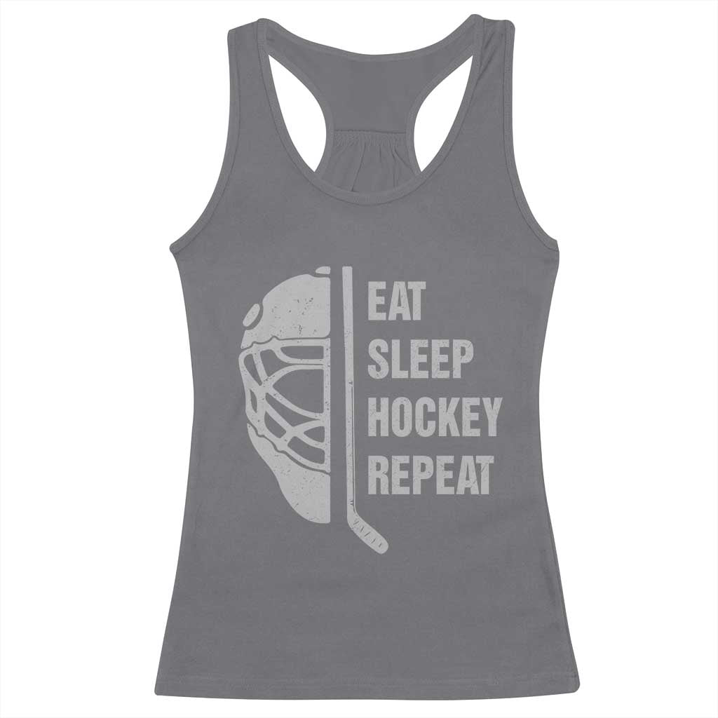 Ice Hockey Player Racerback Tank Top Funny Eat Sleep Hockey Repeat Sport Fan - Wonder Print Shop