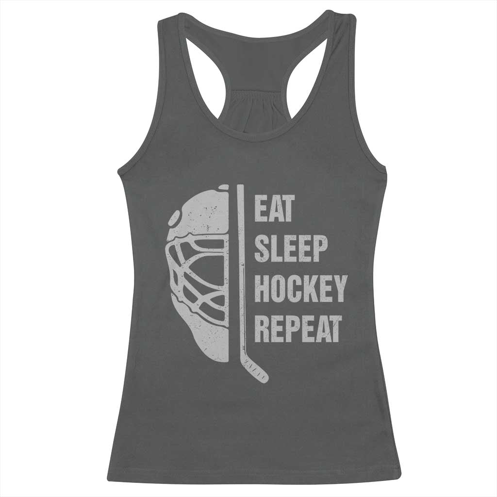 Ice Hockey Player Racerback Tank Top Funny Eat Sleep Hockey Repeat Sport Fan - Wonder Print Shop