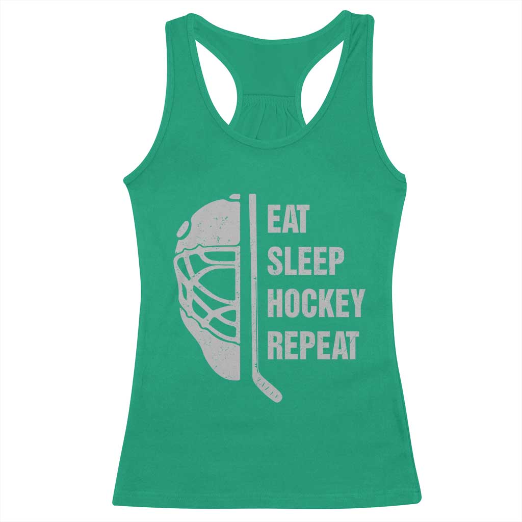 Ice Hockey Player Racerback Tank Top Funny Eat Sleep Hockey Repeat Sport Fan - Wonder Print Shop