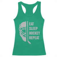 Ice Hockey Player Racerback Tank Top Funny Eat Sleep Hockey Repeat Sport Fan - Wonder Print Shop