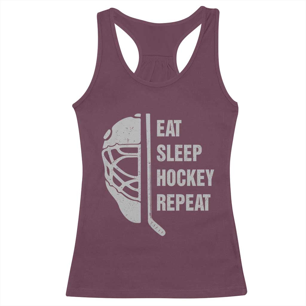Ice Hockey Player Racerback Tank Top Funny Eat Sleep Hockey Repeat Sport Fan - Wonder Print Shop