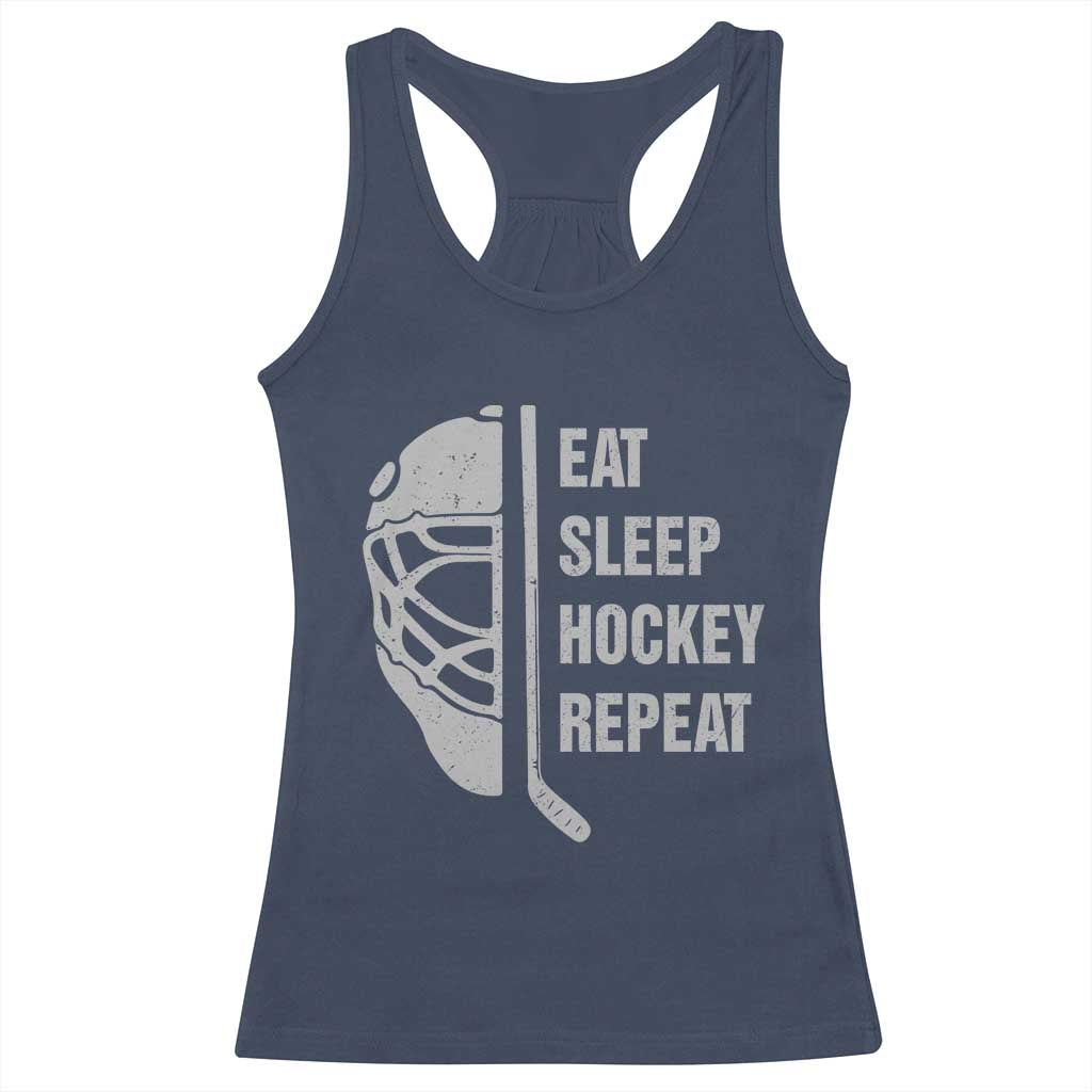 Ice Hockey Player Racerback Tank Top Funny Eat Sleep Hockey Repeat Sport Fan - Wonder Print Shop