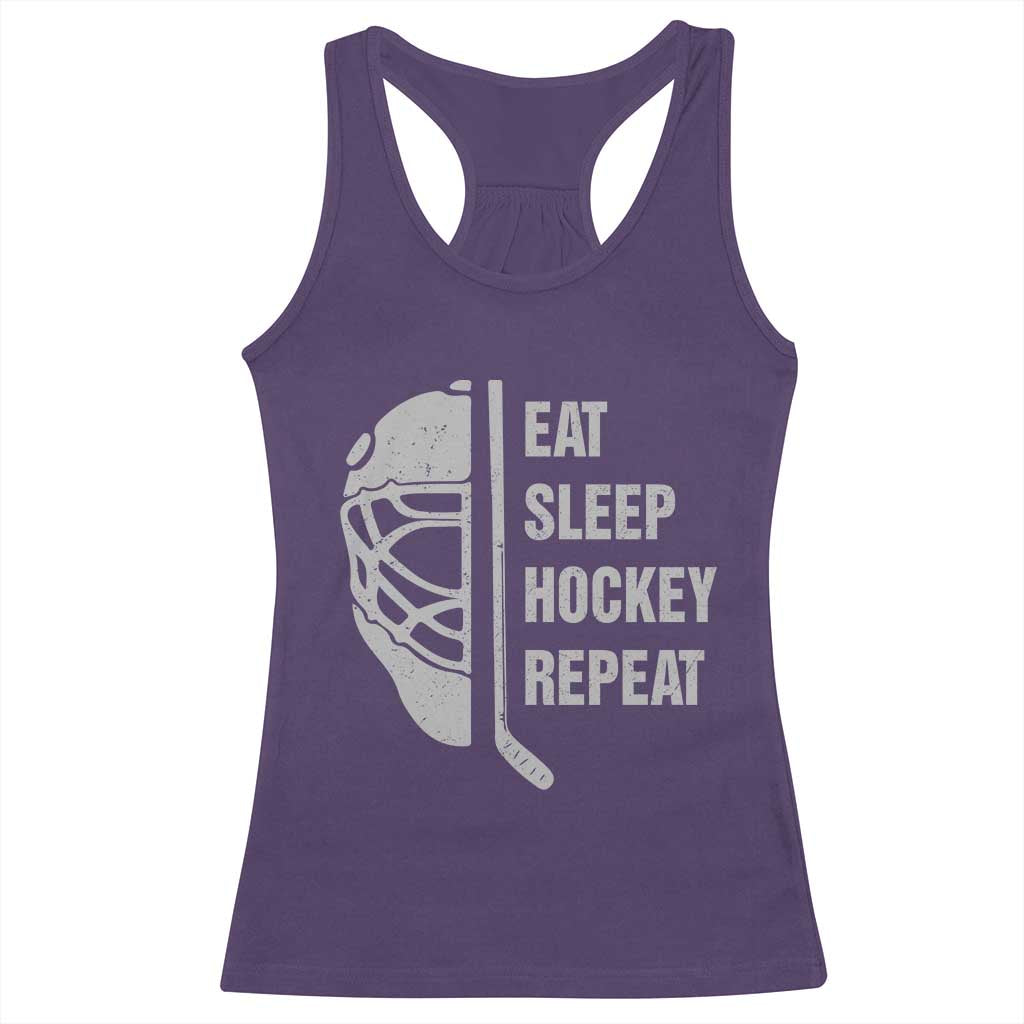 Ice Hockey Player Racerback Tank Top Funny Eat Sleep Hockey Repeat Sport Fan - Wonder Print Shop