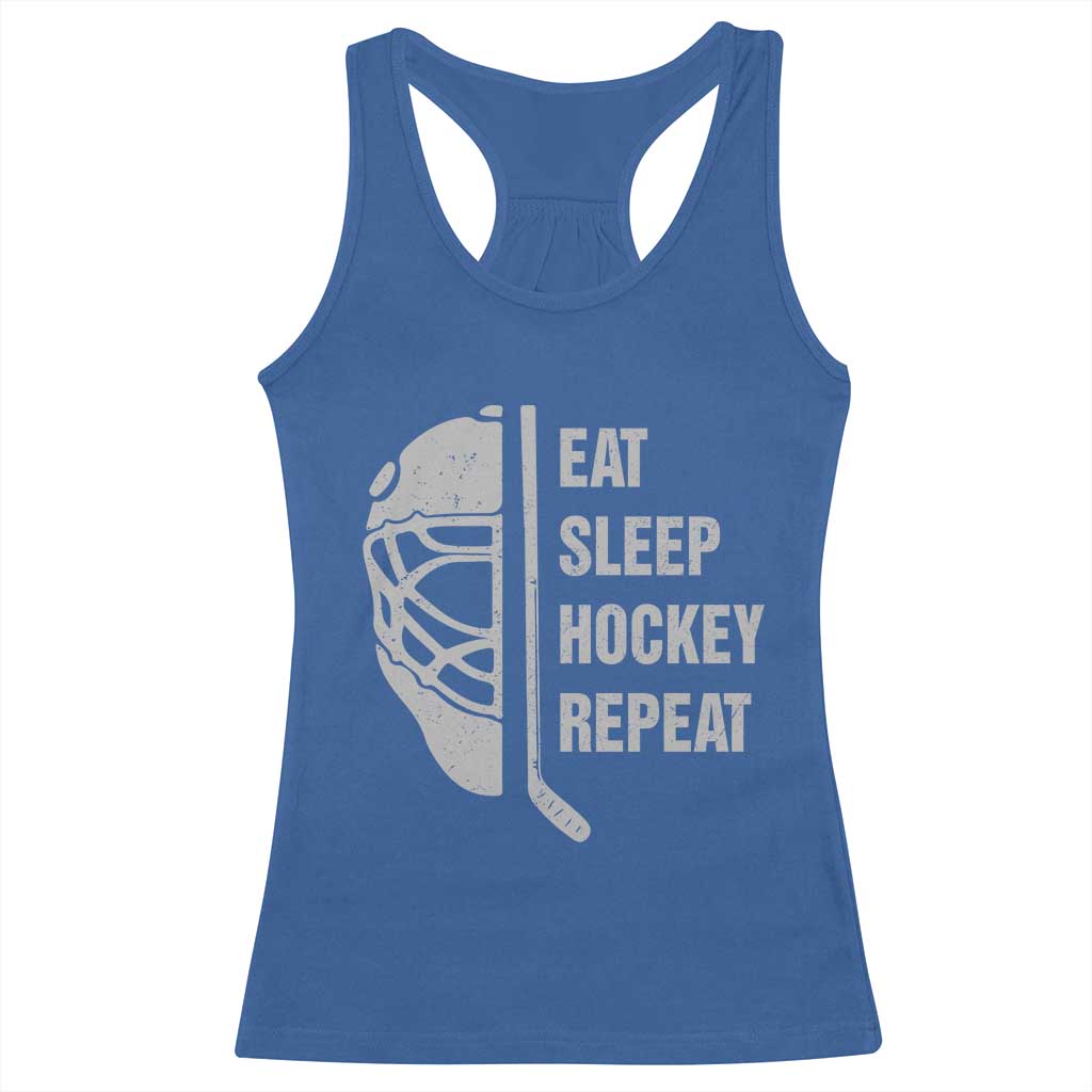 Ice Hockey Player Racerback Tank Top Funny Eat Sleep Hockey Repeat Sport Fan - Wonder Print Shop