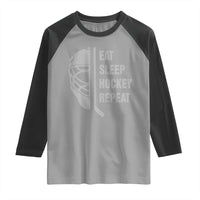 Ice Hockey Player Raglan Shirt Funny Eat Sleep Hockey Repeat Sport Fan - Wonder Print Shop