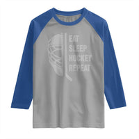 Ice Hockey Player Raglan Shirt Funny Eat Sleep Hockey Repeat Sport Fan - Wonder Print Shop