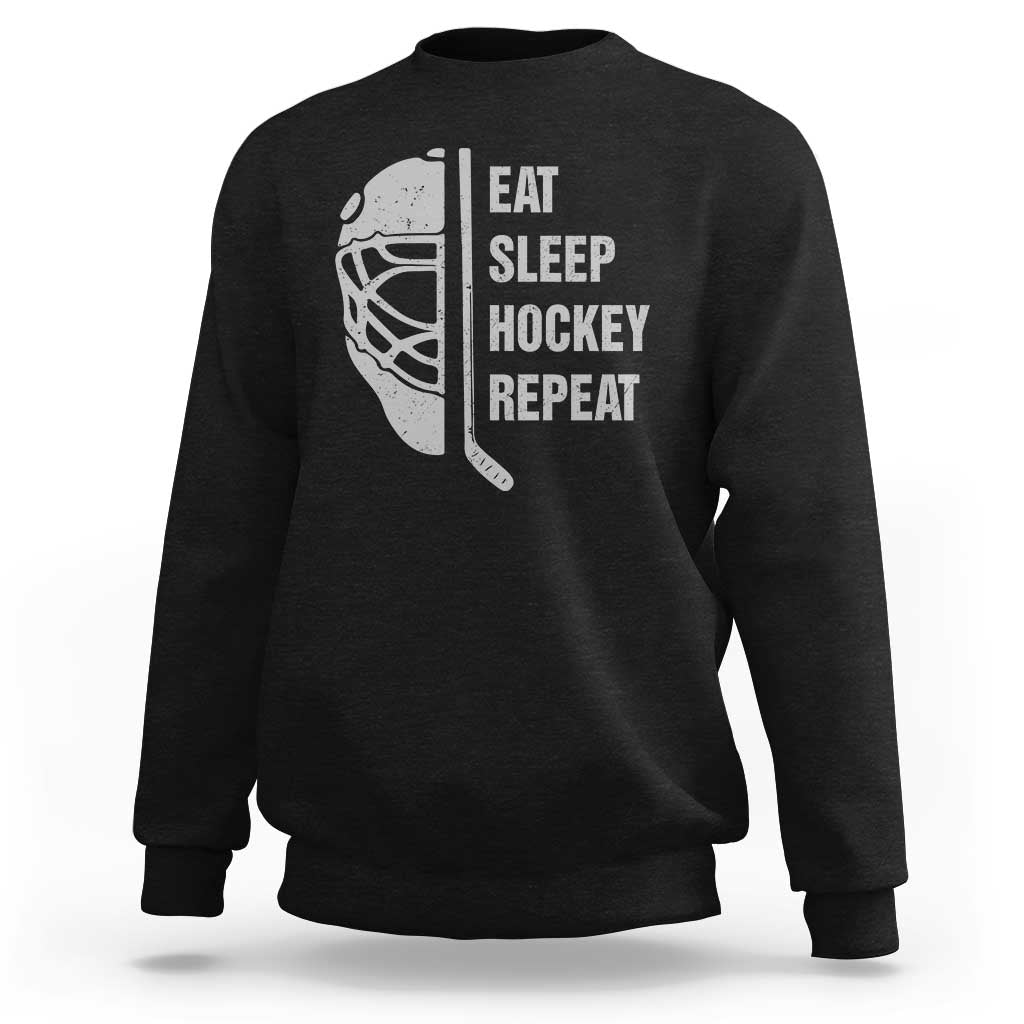 Ice Hockey Player Sweatshirt Funny Eat Sleep Hockey Repeat Sport Fan - Wonder Print Shop