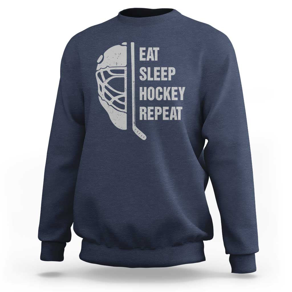 Ice Hockey Player Sweatshirt Funny Eat Sleep Hockey Repeat Sport Fan - Wonder Print Shop