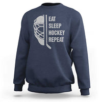 Ice Hockey Player Sweatshirt Funny Eat Sleep Hockey Repeat Sport Fan - Wonder Print Shop