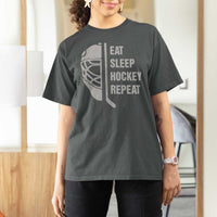 Ice Hockey Player T Shirt For Women Funny Eat Sleep Hockey Repeat Sport Fan - Wonder Print Shop