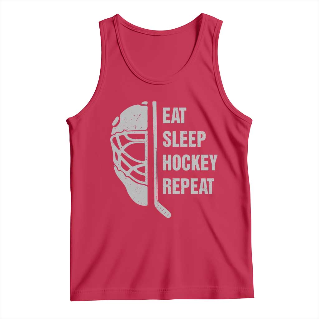 Ice Hockey Player Tank Top Funny Eat Sleep Hockey Repeat Sport Fan - Wonder Print Shop