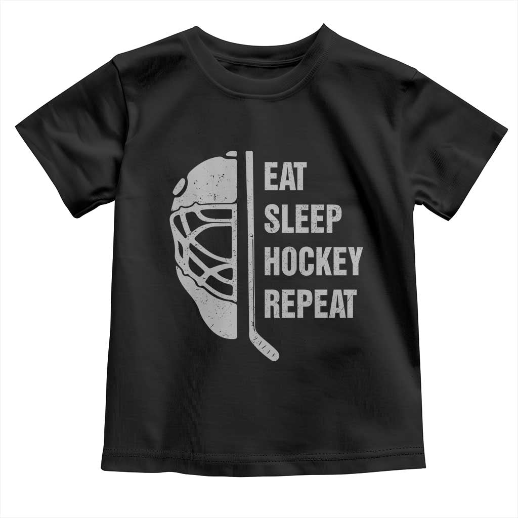 Ice Hockey Player Toddler T Shirt Funny Eat Sleep Hockey Repeat Sport Fan - Wonder Print Shop