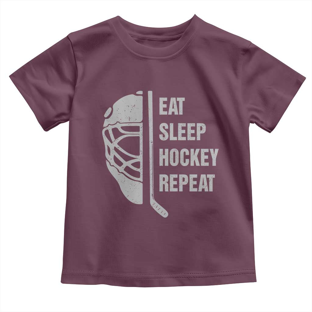 Ice Hockey Player Toddler T Shirt Funny Eat Sleep Hockey Repeat Sport Fan - Wonder Print Shop