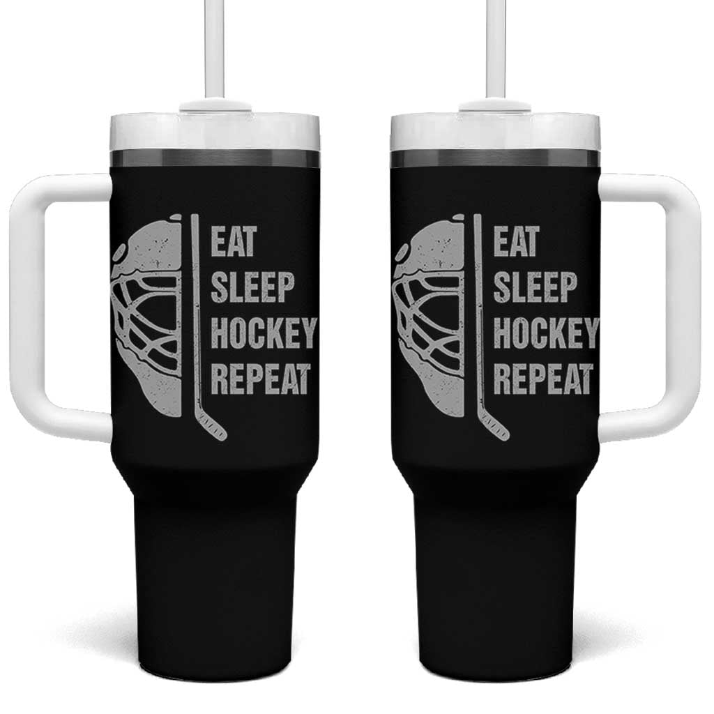 Ice Hockey Player Tumbler With Handle Funny Eat Sleep Hockey Repeat Sport Fan - Wonder Print Shop