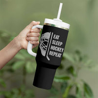 Ice Hockey Player Tumbler With Handle Funny Eat Sleep Hockey Repeat Sport Fan - Wonder Print Shop