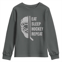 Ice Hockey Player Youth Sweatshirt Funny Eat Sleep Hockey Repeat Sport Fan - Wonder Print Shop