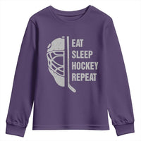Ice Hockey Player Youth Sweatshirt Funny Eat Sleep Hockey Repeat Sport Fan - Wonder Print Shop
