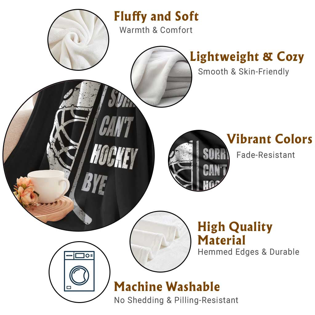 Ice Hockey Player Throw Blanket Retro Sorry Cant Hockey Bye - Wonder Print Shop